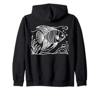 Pez Arcoíris Arte Lineal Acuarista Sudadera con Capucha