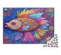 Pez Artístico Colorido Puzzle de 1000 Piezas Papel para Adultos Estilo Fantasía Submarina Juego de Puzzle 1000 Piezas Relajación Hogar Regalo Decoración 52x38cm/1000pcs