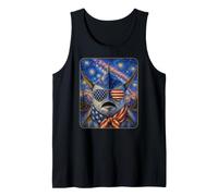 Pez atún con Gafas de Bandera de Estados Unidos Arte Americano Camiseta sin Mangas
