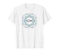 Pez Cristiano, símbolo de Jesús y Signo de Ichthy. Camiseta, Hombre, Blanco, 3XL