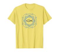 Pez Cristiano, símbolo de Jesús y Signo de Ichthy. Camiseta, Hombre, Limón, L