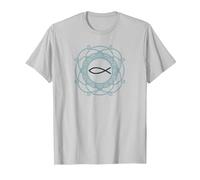 Pez Cristiano, símbolo de Jesús y Signo de Ichthy. Camiseta, Hombre, Plata, S