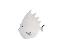Pez Decorativo en Efecto Piedra, 36 x 33 cm, Blanco/Plata