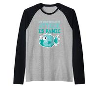 Pez Globo Divertido Mi único Ataque Efectivo es el pánico Camiseta Manga Raglan