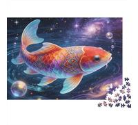 Pez Koi Cósmico Rompecabezas de 1000 Piezas Decoración del Hogar para Adultos Pez Koi Cósmico en Galaxia Premium Robusto Vibrante Desafiante Alivio del Estrés 52x38cm/1000pcs