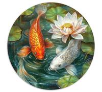 Pez koi en el Estanque de lotos 1000pcs (67.5x67.5cm) Rompecabezas para Adultos - Hermoso Loto Juguete De Bricolaje