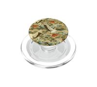 Pez Koi japonés y patrón de Onda grulla de Corona roja PopSockets PopGrip para MagSafe