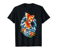 Pez Koi Nadando Entre Flores de Loto Camiseta