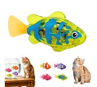 Pez nadador mágico activado por agua, pez robótico impermeable con luces LED, movimiento motorizado automático activado por agua for baño, piscina, acuario y juego interactivo for gatos(Yellow)