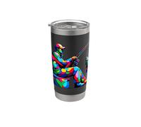 Pez Pescador De Pesca En Hielo Con Arte Pop Colorido Vaso térmico de acero inoxidable de doble pared