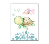 Pez pulpo caballito de mar tortuga océano guardería cuadro sobre lienzo for pared carteles nórdicos e impresiones cuadros de pared decoración de habitación de niña y niño ( Color : 5 , Size : 40X50 cm