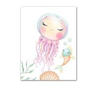 Pez pulpo caballito de mar tortuga océano guardería cuadro sobre lienzo for pared carteles nórdicos e impresiones cuadros de pared decoración de habitación de niña y niño ( Color : 4 , Size : 40X50 cm