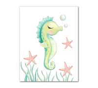Pez pulpo caballito de mar tortuga océano guardería cuadro sobre lienzo for pared carteles nórdicos e impresiones cuadros de pared decoración de habitación de niña y niño ( Color : 2 , Size : 40X50 cm