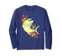 Pez Saltando Colorido Escena cómica Vida Marina Manga Larga