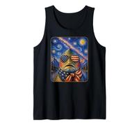 Pez Trucha con Gafas de Bandera de Estados Unidos Arte Americano Camiseta sin Mangas