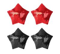 Pezoneras adhesivas, 2 pares crema pezón lentejuelas reutilizables pegatinas pezón flash pétalos pecho forma estrella pegatinas pezón transpirables negras y Rojas (Negro y rojo en forma de estrella)