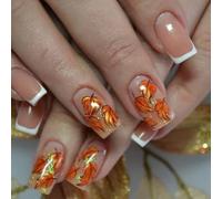 Pezones de aguja de avión blanco francés ABS sostenibles de aplicación rápida para fiestas y uso diario, tema de otoño, ABS blanco opaco, pezuñas fraudulentas