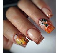 Pezones fraudulentos cuadrados cortos de Acción de Gracias con aguja de avión, plan de centelleo de verduras, sustancia ABS permanente, fiesta de Acción de Gracias, arte Unguis