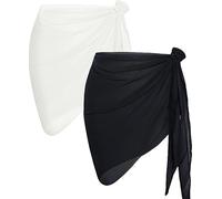 PEZPEOR 2 piezas de ropa de playa para mujer, sarong encubrimiento, gasa, traje de baño, traje de baño corto para bikini, faldas envolventes, leopardo, hojas de coco, sexy, pareos, toalla de playa