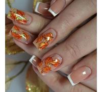 Pezuña blanca de Acción de Gracias con forma francesa persistente, plan de aguja, ABS, sustancia permanente, para fiestas, uso diario, fiesta, blanco francés, consejos de unguis