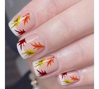 Pezuña falsa de poliestireno ABS, fina, permanente, no mortal, color crema, hojas de otoño, esquema aplicable, para mujeres, accesorios de cambio rápido