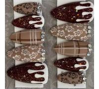 Pezuñas Persistas Cuadradas Cortas Fácil Aplicación Curva Natural Brillo Dorado Tema de Acción de Gracias 30 Piezas Engañoso Para Casos Diarios Permanente ABS Persista Forma Cuadrada Corta