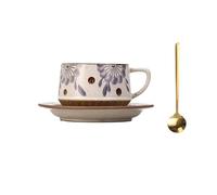 pF0jL6mG Tazas de cerámica Juego de taza café/té cerámica vintage con platillo y cuchara estampado limón, 300 ml Taza de café