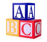 PFAMKEER ABC - Buzones para decoración de fiestas, 3 piezas, azul, amarillo, rojo, baby shower y celebración de cumpleaños