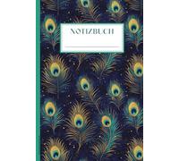 Pfauenfeder Notizbuch: Geschenk mit Federn liniertes Notizheft schönes Motiv praktische Kleinigkeit zum Geburtstag A5 Buch für Notizen Gedanken und Erinnerungen als Tagebuch mit Pfauenauge Feder