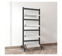 PFCDZDU Ropa Percha Almacenamiento Carro, Tienda Al por Menor Metal Perchero Soporte Soporte con Ruedas, Perchas Vestidos/Colgadores Faldas Organizador Apilador (Color : Black, Tamaño : 19.7x15.7x4