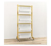 PFCDZDU Ropa Percha Almacenamiento Carro, Tienda Al por Menor Metal Perchero Soporte Soporte con Ruedas, Perchas Vestidos/Colgadores Faldas Organizador Apilador (Color : Gold, Tamaño : 19.7x15.7x43