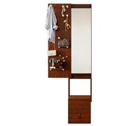 PFCDZDU Tablero Perforado Organizador Paneles Paneles Expositores De Madera Maciza con Espejo Y Banco para Cambiarse El Calzado, Cuadros Decorativos De Pared(marrón)