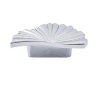 PFCFPNMTGV Manijas de latón con forma hoja loto for muebles, manijas lujo for gabinetes y cajones, herrajes, perillas decorativas Tirador de puerta de armario(Bright Silver-2pcs)