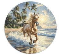 Pferd 1000p Rompecabezas Redondo Adultos-Niños Los animaless Haustiers Cute Circular Puzzle Niños: Toda Familia Habilidad Desafiante 1000pcs (67.5x67.5cm)