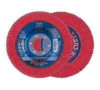 PFERD 67344 Polifan PFR - Disco de solapa tipo radial curvo, óxido de cerámica, diámetro de 5 pulgadas, agujero de eje de 7/8 pulgadas, 12200 RPM, grano 60