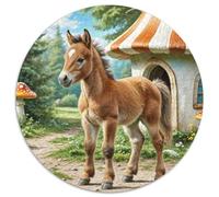 Pferd Adultos-Niños Rompecabezas Redondo 1000p Los animaless Haustiers Cute Circular Puzzle Niños: Decoración Hogar Infantil Imposible 3D CKunstón 1000pcs (67.5x67.5cm)