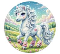 Pferd Adultos-Niños Rompecabezas Redondo 1000p Los animaless Haustiers Cute Circular Puzzle Niños: Impossible Regalos Habilidad Familiar 1000pcs (67.5x67.5cm)