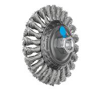 Pferd Cepillo de Alambre Cónico 115 millimeters, Ancho 15 millimeters, Alambre Trenzado Inox 0,35, Rosca M14 x 2