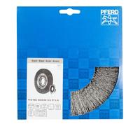 Pferd Cepillo de Alambre Redondo 200 millimeters, Ancho 25 millimeters, Alambre Sin Trenzar Acero 0,30, Incluye Juego de Adaptadores de Agujero Ak 32-2 (12,7-31,75 millimeters), Uso Universal
