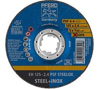 PFERD Disco de corte, 25 unidades, 125 x 2,4 mm, acodado, X-Lock (22,23 mm), PSF STEELOX, 61740125 - para cambio rápido y cómodo de herramientas