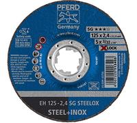 PFERD Disco de corte (25 unidades, 125 x 2,4 mm, acodado, X-LOCK (22,23 mm) SG Steelox 61340125, para un cambio rápido y cómodo de herramientas