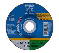 PFERD Disco de corte EH, 10 unidades, 125 x 2,4 x 22,23 mm, acodado, línea universal PSF ALU+STONE | 69198294 - para metales no ferrosos y minerales