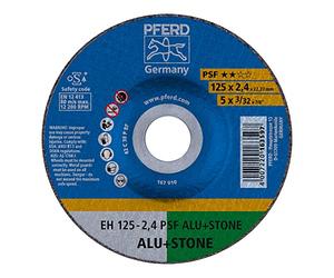 PFERD Disco de corte EH, 10 unidades, 125 x 2,4 x 22,23 mm, acodado, línea universal PSF ALU+STONE | 69198294 - para metales no ferrosos y minerales