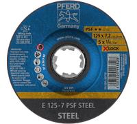 PFERD Disco de desbaste, 10 unidades, 125 x 7,2 mm, X-LOCK (22,23 mm), PSF STEEL, 62011125 - para cambio rápido y cómodo de herramientas