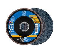 PFERD Disco de láminas Polifan, 10 unidades, 125 mm, Z60, X-Lock (22,23 mm), PSF STEELOX, 67666126 - para una alta economía gracias al mecanizado agresivo con buena vida útil