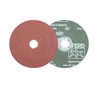 PFERD Discos de fibra 44498018 Combiclick, 10 unidades, corindón, diámetro de 125 mm, A80, para aplicaciones universales con amoladora angular, lijadora de fibra, tamaño de grano 80