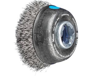 PFERD Escobilla de copa de 75 mm de diámetro, sin trenzar, alambre de acero inoxidable de 0,30 mm, casquillo X-Lock, para cambio rápido y cómodo de herramientas