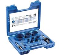 PFERD Juego de coronas perforadoras HSS Bi-metal LS-SO 9 E-1. Contiene 6 coronas 22-64 mm y 2 husillos. Para electricistas.