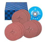PFERD Juego de discos de fibra 64198001, 10 unidades, corindón de 125 mm de diámetro, A36, 60, 80 con placa de apoyo GT, para aplicaciones universales