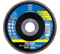 PFERD POLIFAN 69300934 Disco de láminas, 10 unidades, PFC 125 x 22,23 mm, cónico Z40 Start-Linie START STEELOX, para acero, acero inoxidable (INOX)